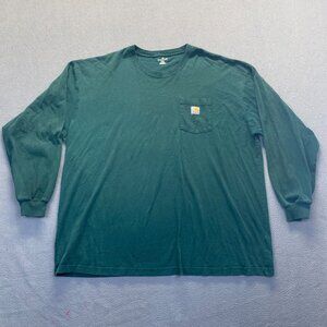 Carhartt shirt men's Size 3XL  green long sleeve pocket thick heavy cotton